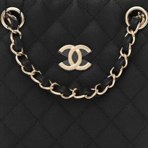 Caviar Quilted Mini Bucket Bag Black