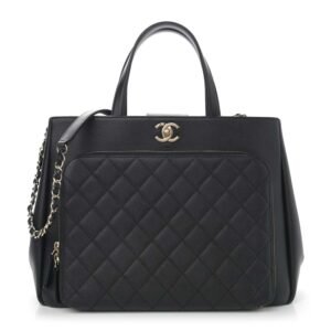 Caviar Quilted Large Business Affinity Shopping Bag Black